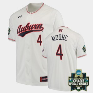 Men's Auburn Tigers College World Series White Brody Moore #4 2022 World Series Baseball Jersey 690792-860