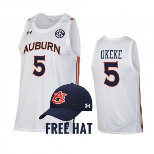Men's Auburn Tigers College Basketball White Chuma Okeke #5 Alumni Jersey 110972-700