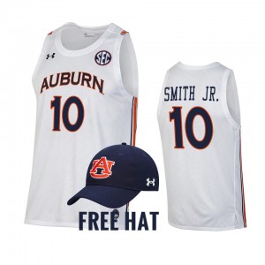 Men's Auburn Tigers College Basketball White Jabari Smith Jr. #10 Free Hat Jersey 254330-259