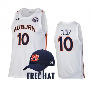 Men's Auburn Tigers College Basketball White JT Thor #10 Alumni Jersey 401092-832