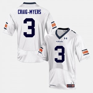 Men's Auburn Tigers College Football White Nate Craig-Myers #3 Jersey 586836-117