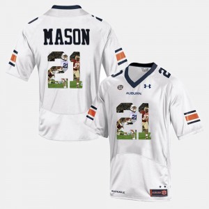 Men's Auburn Tigers Player Pictorial White Tre Mason #21 Jersey 914415-885