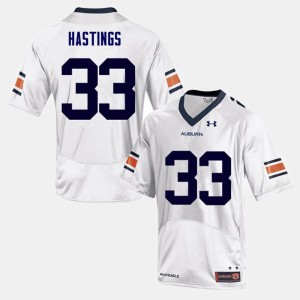 Men's Auburn Tigers College Football White Will Hastings #33 Jersey 509842-842