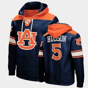 Men's Auburn Tigers College Football Navy Kobe Hudson #5 Lace-up Hoodie 596579-562