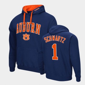 Men's Auburn Tigers Arch & Logo 2.0 Navy Anthony Schwartz #1 Pullover Hoodie 501727-492