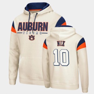 Men's Auburn Tigers Fortress Cream Bo Nix #10 Pullover Hoodie 854067-331