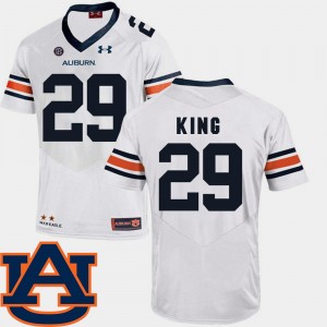 Men's Auburn Tigers College Football White Brandon King #29 SEC Patch Replica Jersey 415728-673