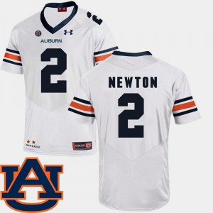 Men's Auburn Tigers College Football White Cam Newton #2 SEC Patch Replica Jersey 121136-867