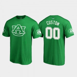 Men's Auburn Tigers St. Patrick's Day Kelly Green Custom #00 White Logo T-Shirt 742570-468