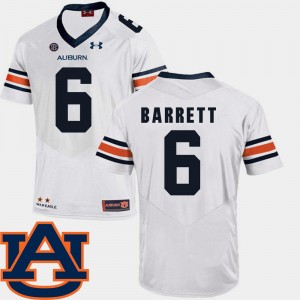 Men's Auburn Tigers College Football White Devan Barrett #6 SEC Patch Replica Jersey 197028-439