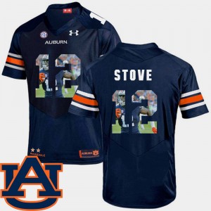 Men's Auburn Tigers Pictorial Fashion Navy Eli Stove #12 Football Jersey 162947-664