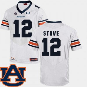 Men's Auburn Tigers College Football White Eli Stove #12 SEC Patch Replica Jersey 887611-173