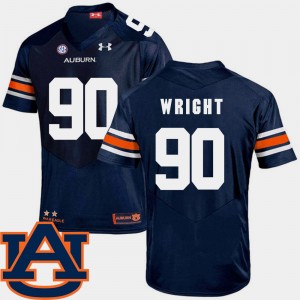Men's Auburn Tigers College Football Navy Gabe Wright #90 SEC Patch Replica Jersey 309288-440