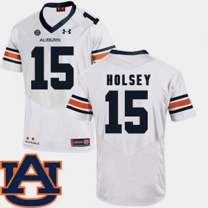 Men's Auburn Tigers College Football White Joshua Holsey #15 SEC Patch Replica Jersey 181377-397