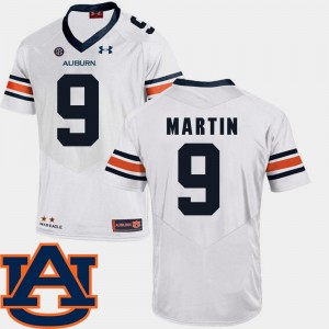 Men's Auburn Tigers College Football White Kam Martin #9 SEC Patch Replica Jersey 791976-388