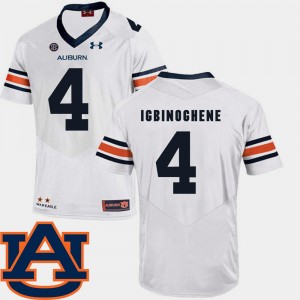 Men's Auburn Tigers College Football White Noah Igbinoghene #4 SEC Patch Replica Jersey 193283-582