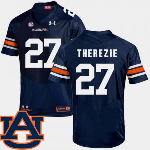 Men's Auburn Tigers College Football Navy Robenson Therezie #27 SEC Patch Replica Jersey 548071-867
