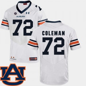 Men's Auburn Tigers College Football White Shon Coleman #72 SEC Patch Replica Jersey 862372-510