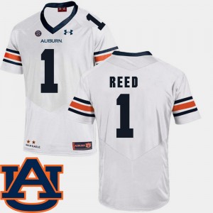 Men's Auburn Tigers College Football White Trovon Reed #1 SEC Patch Replica Jersey 556888-752