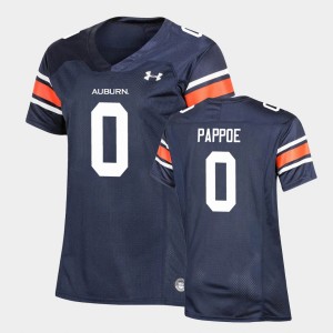 Women's Auburn Tigers Replica Navy Owen Pappoe #0 Under Armour Football Jersey 136647-331